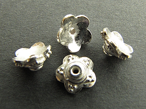 Perlkappe, Blümchen, ca. 8x4mm, Silber 925/-